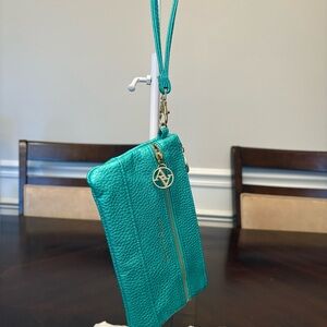 Adrienne Vittadini Elegant Teal Wristlet Clutch